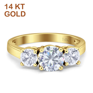 Round Classic Style Princess Cut Gold Ring